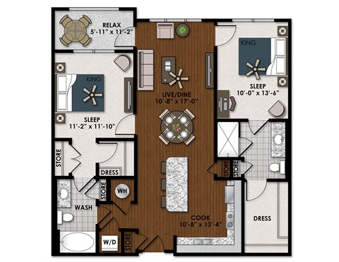 the floor plans of two bedroom apartments